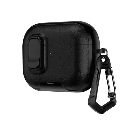 Zaštitna PC tvrda maska za AirPods 4 — zaštita, stalak, zaključavanje Black