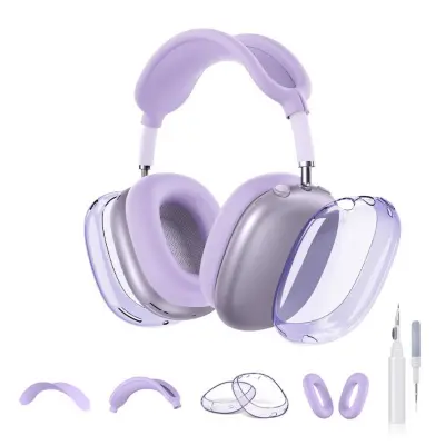 TPU zaštitni komplet 5-dijelova za AirPods Max i Buds3, vodootporan Purple