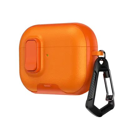 Zaštitna PC tvrda maska za AirPods 4 — zaštita, stalak, zaključavanje Orange