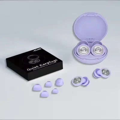 Silikonski čepići za spavanje s prstenastim dizajnom za bočne spavače Purple