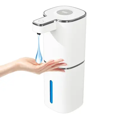 Bijeli bezdodirni automatski pjenasti dozator sapuna u obliku kapljice - 400ml, USB punjiv 1200mAh, senzor 0,3s