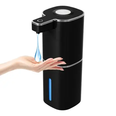 Crni automatski dozator pjene za sapun bez dodira - USB punjiv, 400 ml, senzor 0,3 s, baterija 1200 mAh, za montažu na zid, kompatibilan s M19pro