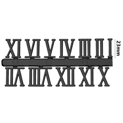 Srebrni rimski brojevi za sat - 2.3cm - set u kutiji Crna