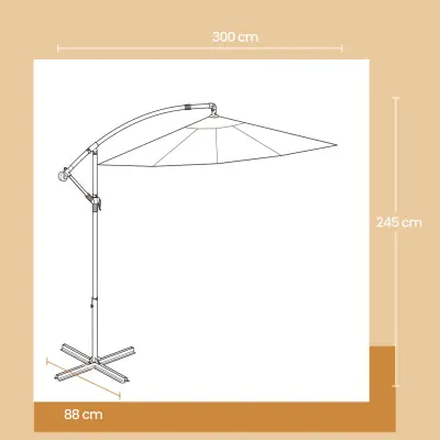 Suncobran s bočnom nogom 300x245 cm Sivi