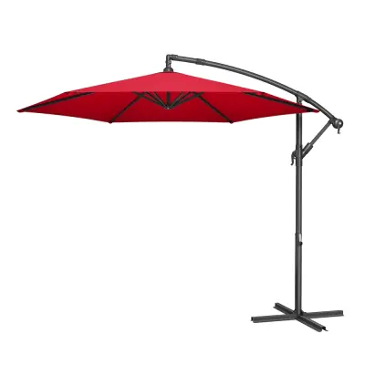 Suncobran s bočnim postoljem, promjer 300 cm x visina 245 cm, crvene boje