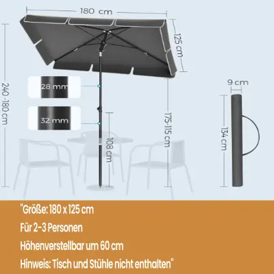 Suncobran 180x125 cm Sivi