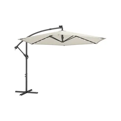 Suncobran za terasu 32 LED svjetla promjer 350 cm x visina 256 cm bež