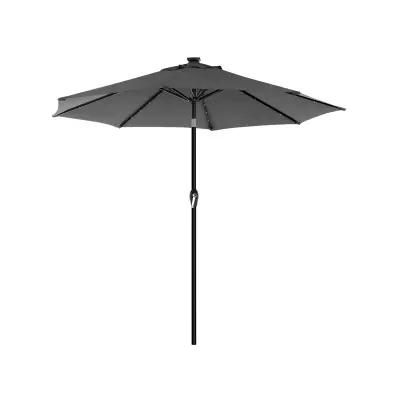 Vrtni suncobran LED solarno osvjetljenje 270 cm sivi
