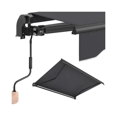 Tenda za terasu, uvučna s ručnom ručicom, 300x250 cm, siva