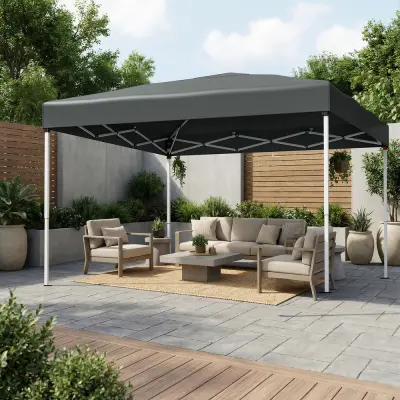 Paviljon sklopivi Gazebo 3x3x2,6 m sivi