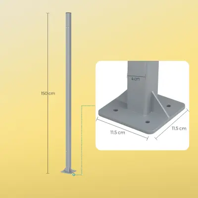 Potporni stup za bočni tendu 11,5x11,5x152 cm sivi