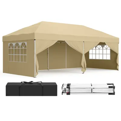 Gazebo sklopivi paviljon 6x3x2,6 m bež