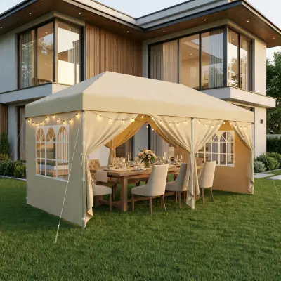 Paviljon sklopivi Gazebo 600x300x264 cm bež