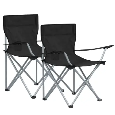 Set za kampiranje, 2 komada, 84x52x81 cm, crna