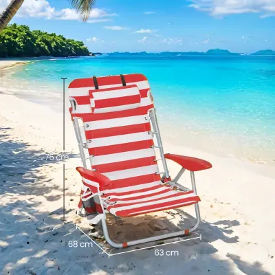 Stolica za plažu 68x63x75 cm Crvena