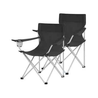 Set sklopivih stolica za kampiranje, dimenzije 84x52x81 cm, crne boje