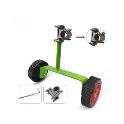 Potporni kotač za kosilicu (pomoćni kotač 26 cm + fiksno sjedalo 28 cm) — podesivi stabilizator od PVC-a i aluminija za ručne i samohodne valjka
