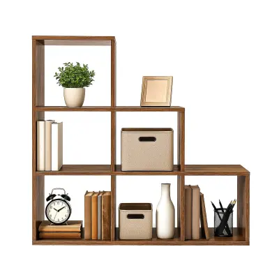 Knjigovodstveni regal 6 kocki, stepenišni regal 97,5x97,5x29 cm, bijeli