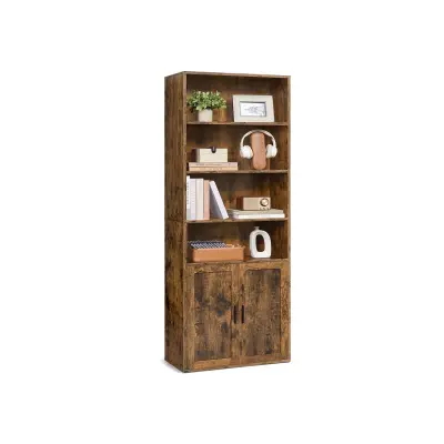 Knjigovodstveni regal 6-polica visok stojeći regal s vratima 24x60x175 cm smeđi