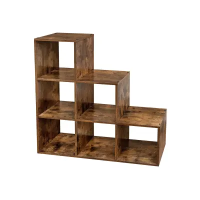 Knjigovodstveni regal 6 kocki, stepenišni regal, 97,5x97,5x29 cm, bijeli