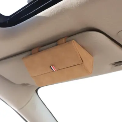 Univerzalni suede držač naočala za auto s kopčom na sjenilo Beige