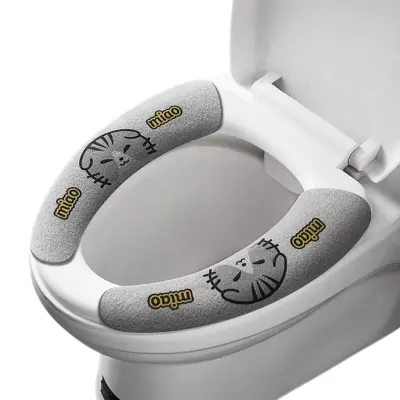 Plišani jastuci za WC dasku, 2 para – Statički prianjajući, perivi, ne linjajući se, sivi, 40 cm x 15,8 cm x 1,5 cm