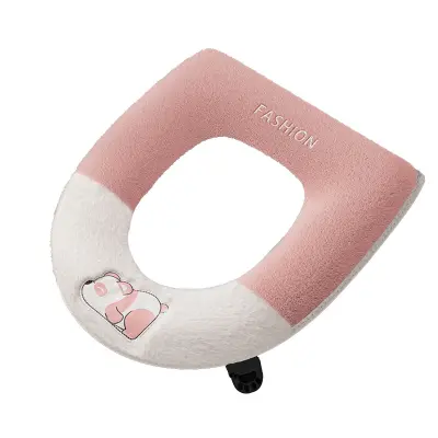 Vodootporni plišani poklopac WC sjedala sa zatvaračem, 42cm x 38cm Pink