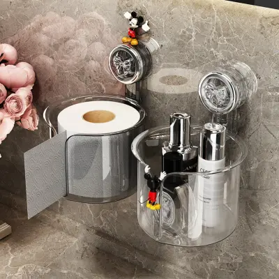 Vakumski držač toaletnog papira s gumbom, PET, U-otvor Transparent