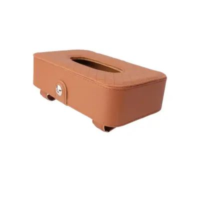 Držač maramica za sunčani vizir automobila od PU kože s magnetom Brown