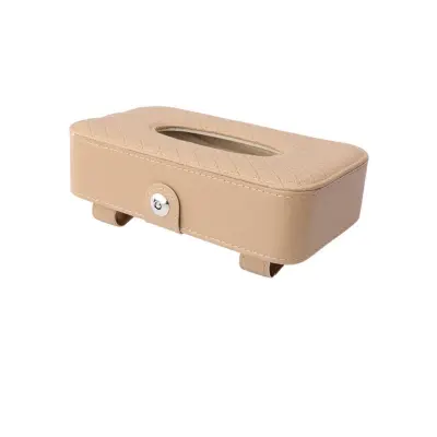 Držač maramica za sunčani vizir automobila od PU kože s magnetom Beige