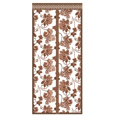 Magnetna mreža za vrata, vezeni božur, boja kave, 90x220 cm