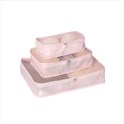 Set 3 pakirne kocke za putovanje – lagane, prozračne, perive Pink