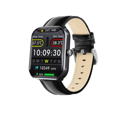F96T pametni sat s crnim remenom od PU kože, Bluetooth 5.3, 108 sportskih načina i praćenjem zdravlja, kompatibilan s iOS-om i Androidom