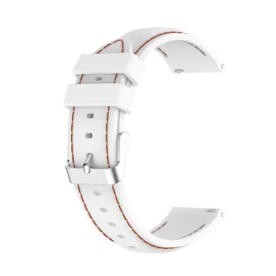 Silikonska zamjenska narukvica kompatibilna s Huawei GT3 Pro i TicWatch Pro X — 20/22mm, dizajn u stilu šava, kopča s pinom Bijela