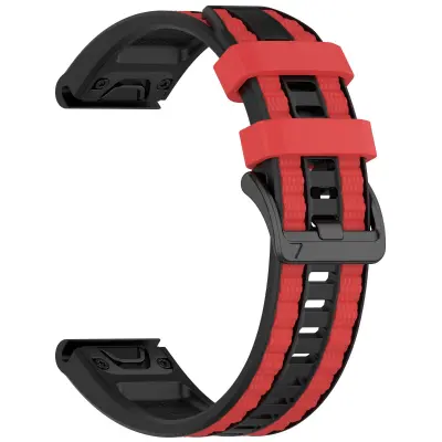Brzi otpuštajući 22mm silikonski remen za Garmin Fenix – Crno/Crveno
