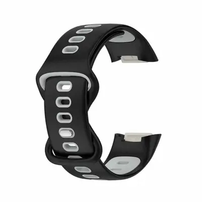 Silikonska zamjenska narukvica kompatibilna s Fitbit Charge6 i Charge5 Crna+Siva