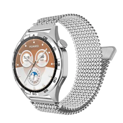 Mrežasti remen od nehrđajućeg čelika kompatibilan s Huawei Watch GT serijom - 22 mm s brzim otpuštanjem Srebrna