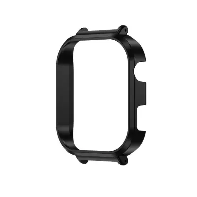 Prozirni PC okvir kućišta za sat kompatibilan s Redmi Watch 6 — zaštitna navlaka za priključak remena 20 mm Crna
