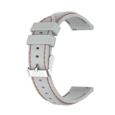 Silikonska zamjenska narukvica kompatibilna s Huawei GT3 Pro i TicWatch Pro X — 20/22mm, dizajn u stilu šava, kopča s pinom Siva