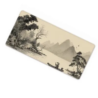 Velika podloga za miš kineskog stila od gumene tkanine - šivani rub, protiv klizanja, periva podloga za ured 30cm x 60cm