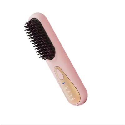 Bežična četka za ispravljanje kose 3600mAh, Type-C, 4 temperature Pink