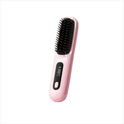Prijenosna 2-u-1 bežična četka za ravnanje i uvijanje, MCH grijanje Pink