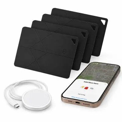 Set od 4 pametne GPS kartice za praćenje novčanika i prtljage, IP67 vodootporne, bežično punjenje, Apple Find My/Android Find Hub | F4INDMEPRO