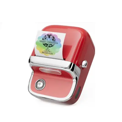 Retro termo pisač naljepnica s Bluetooth 5.2, 203dpi, baterija Red