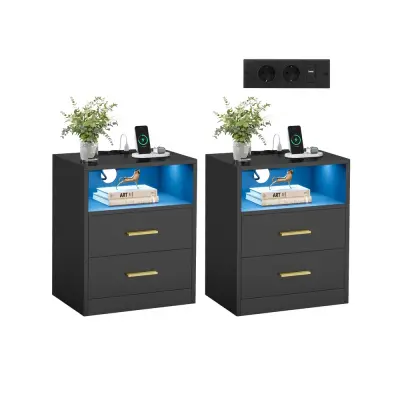Set noćnih ormarića 2 komada 35x40.1x50.2 cm Crni