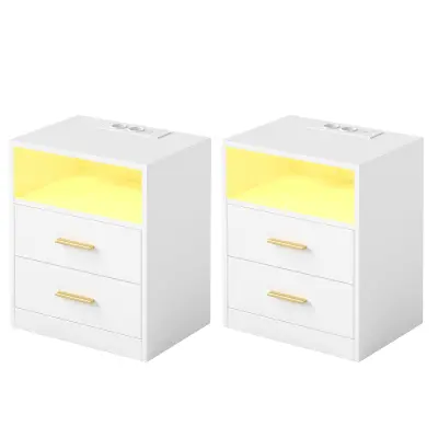 Set 2 noćnih ormarića 30x40,1x50,2 cm bijeli s ladicama