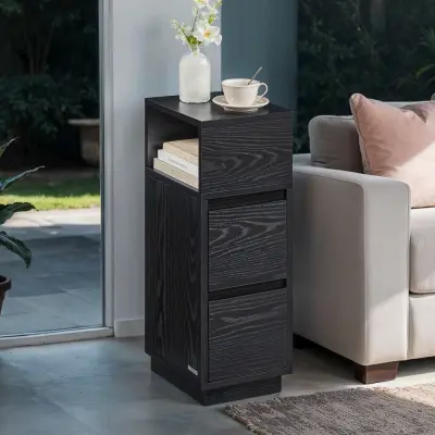 Set noćnih ormarića 2 komada 30x25x65 cm crne boje