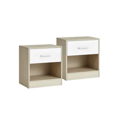 Set noćnih ormarića s ladicom i otvorenom policom 28x39x41 cm bež