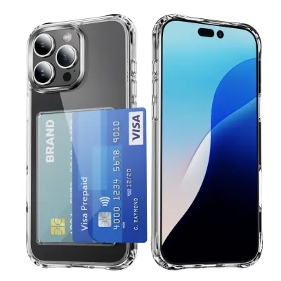 Prozirna akrilna maska s bočnim utorom za karticu, otporna na udarce — kompatibilna s iPhone 16 Pro Max
