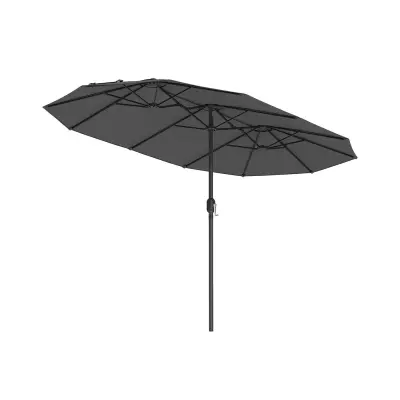 Vrtni suncobran 394x200 cm Sivi